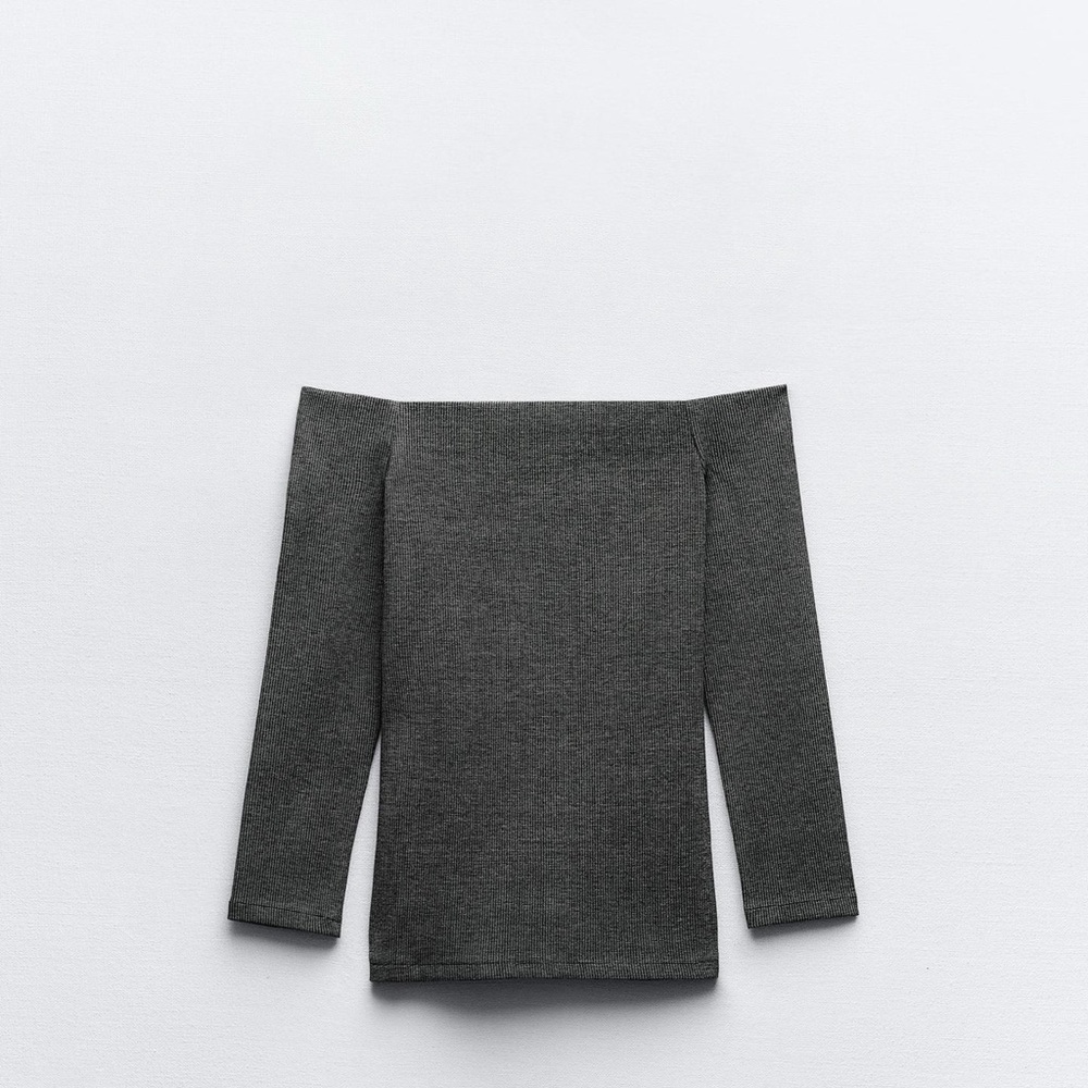 Zara Gray Off-Shoulder Blouse